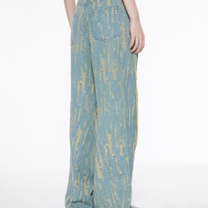 Icon Living Y2K Wide Leg Jeans for Trendy Grunge Aesthetic Outfits and Comfy Style