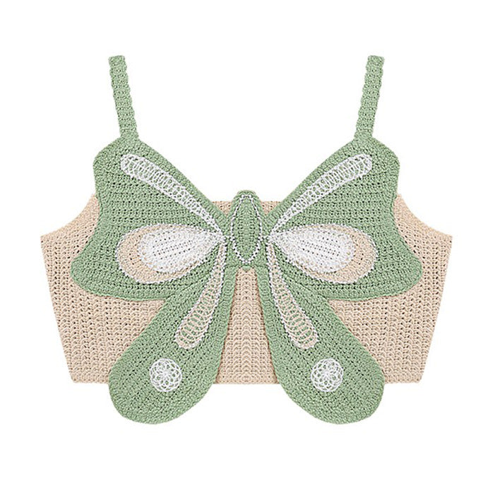 Indie Aesthetic Crochet Butterfly Top - Y2K Fashion Cute Crop Top for Unique Style