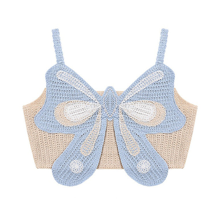 Indie Aesthetic Crochet Butterfly Top - Y2K Fashion Cute Crop Top for Unique Style