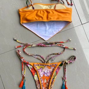 Indie Floral Bandana Scarf Bikini Set - Y2K Aesthetic Swimwear for Trendy Summer Vibes