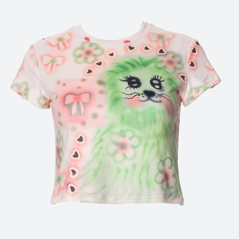 Indie Leon Bow Tee - Y2K Aesthetic Cute Top for Coquette Style and Grunge Outfits