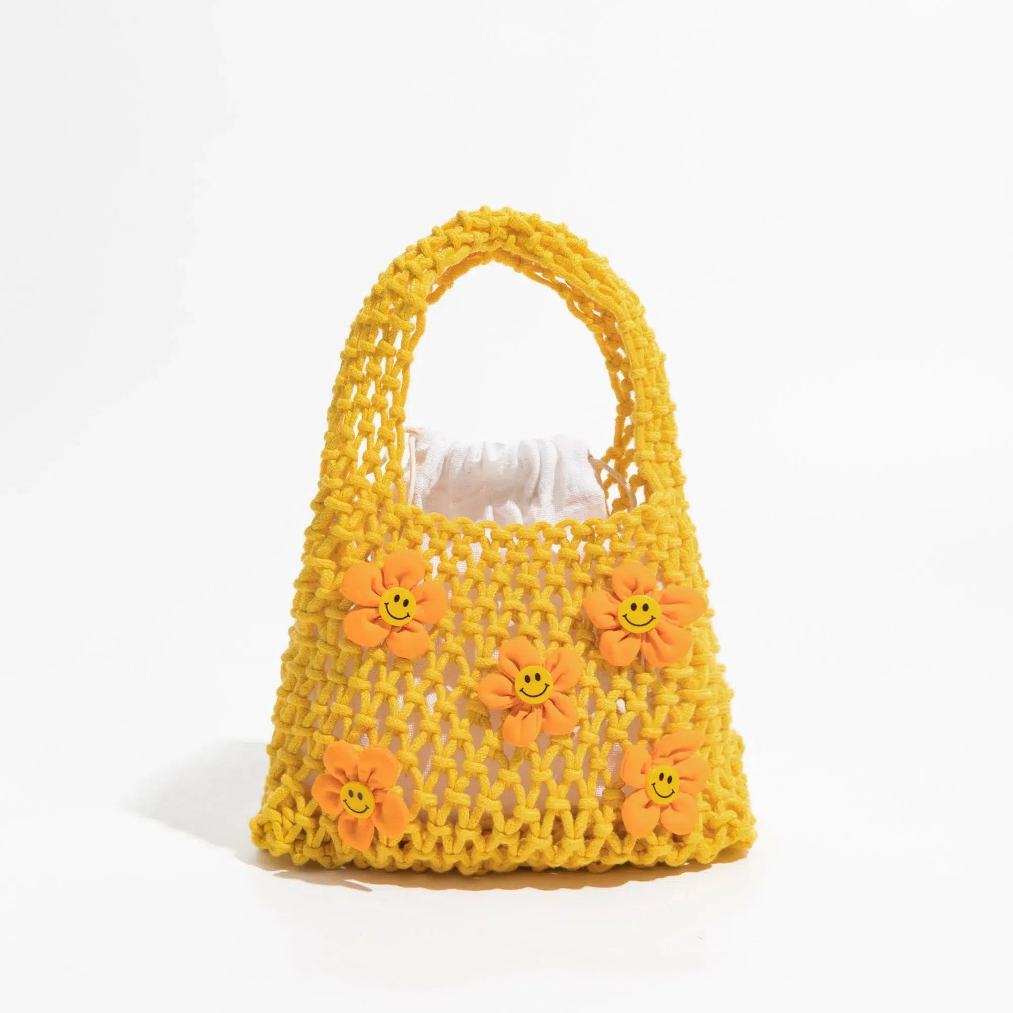 Indie Smiley Flowers Crochet Bag - Y2K Aesthetic Cute Accessory for Boho and Coquette Styles