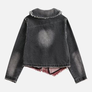 Irregular Patchwork Denim Jacket - Y2K Aesthetic Grunge Style for Trendy Outfits