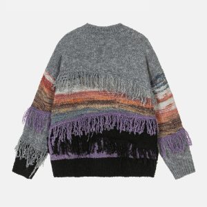 Irregular Patchwork Sweater in Y2K Aesthetic - Cozy Layering for Grunge and Coquette Styles