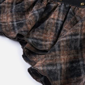 Irregular Plaid Patchwork Skirt - Y2K Aesthetic Grunge Style for Trendy Outfits