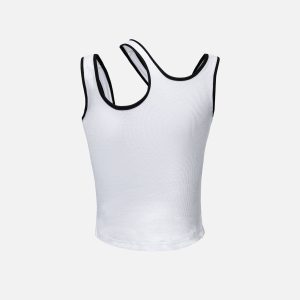 Irregular Shoulder Strap Tank Top - Y2K Aesthetic Cute Crop Top for Trendy Outfits