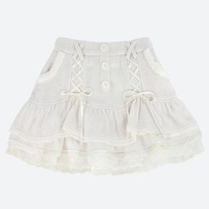 Kawaii Ruffled Layered Lace Mini Skirt for Y2K Aesthetic and Coquette Style Outfits