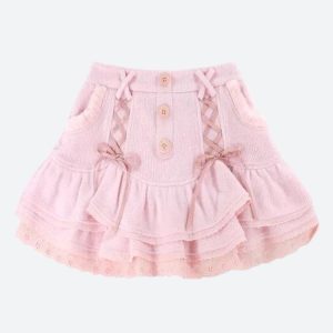 Kawaii Ruffled Layered Lace Mini Skirt for Y2K Aesthetic and Coquette Style Outfits