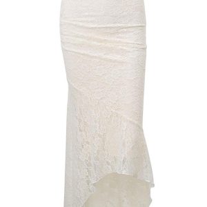 Lace Asymmetrical Hem Mermaid Skirt - Y2K Aesthetic Grunge Style for Trendy Outfits