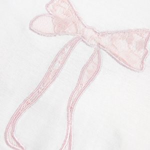 Lace Bow Tee: Y2K Aesthetic Cute Top for Coquette Style and Grunge Outfits