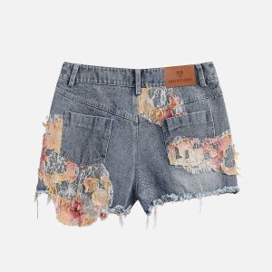 Lace Crop Jorts with Heavy Craftsmanship for Y2K Fashion and Coquette Aesthetic Outfits