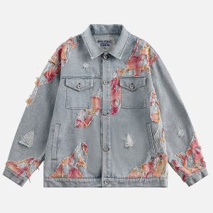 Lace-Embellished Y2K Denim Jacket for a Chic Coquette Aesthetic Look