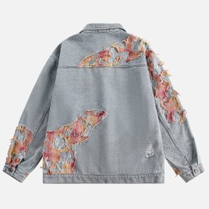 Lace-Embellished Y2K Denim Jacket for a Chic Coquette Aesthetic Look