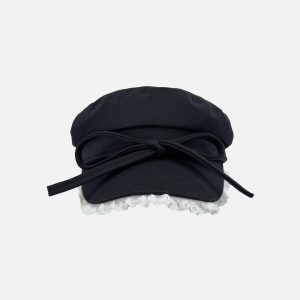 Lace Patchwork Beret - Y2K Aesthetic Accessory for Coquette and Grunge Styles