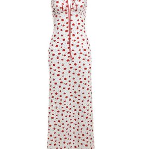 Lace Patchwork Floral Halter Maxi Dress - Y2K Aesthetic Boho Style for Effortless Elegance