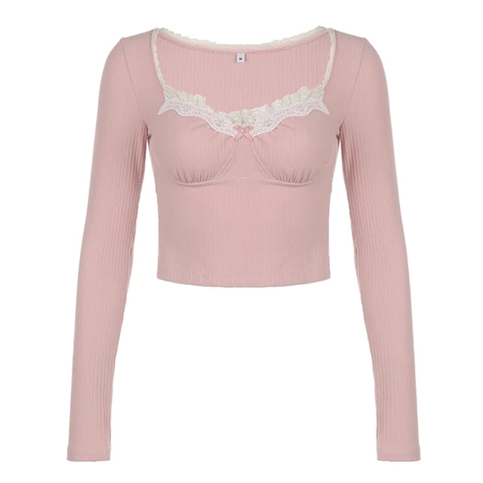 Lace Pink Y2K Top - Cute Coquette Aesthetic for Stylish Outfits