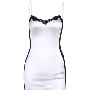 Lace Trim Strappy Mini Bodycon Dress - Y2K Fashion Essential for Chic Aesthetic Outfits