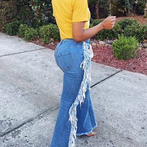 Lace Up Tassel Y2K Jeans for Trendy Grunge Aesthetic Outfits and Coquette Style