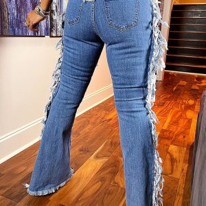 Lace Up Tassel Y2K Jeans for Trendy Grunge Aesthetic Outfits and Coquette Style