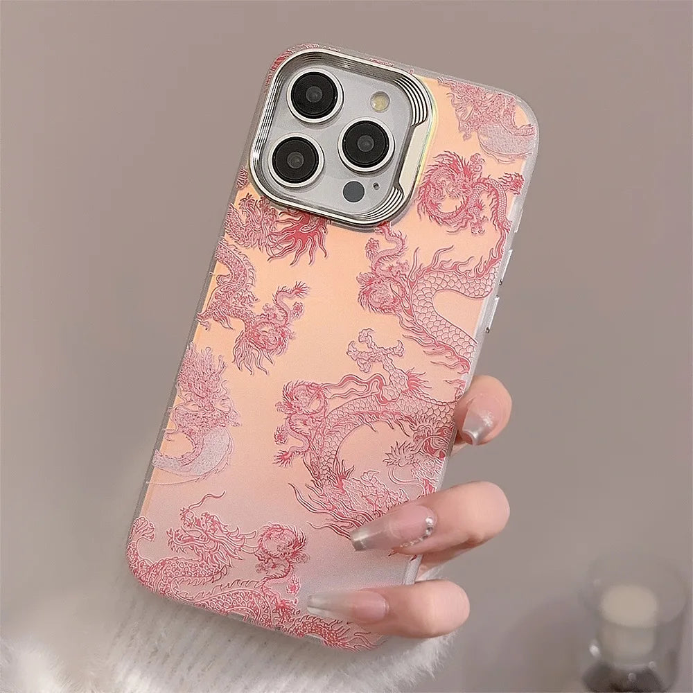 Laser Dragon Aesthetic iPhone Case - Y2K Style with a Touch of Coquette Charm