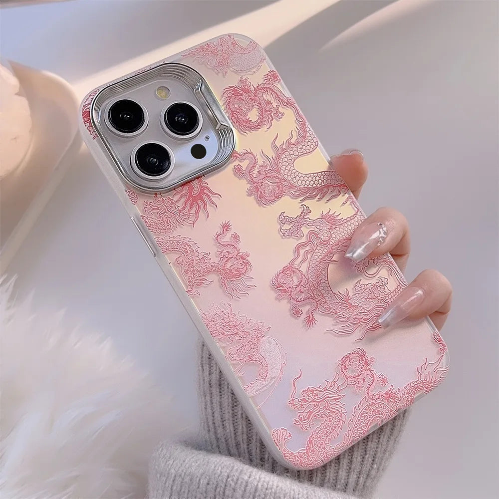 Laser Dragon Aesthetic iPhone Case - Y2K Style with a Touch of Coquette Charm