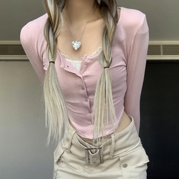 Layered Pink Y2K Top - Cute Aesthetic Fashion for Trendy Outfits