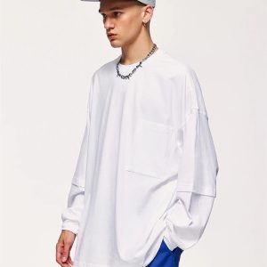 Layered Sleeve Pocket Sweatshirt - Y2K Fashion Essential for Cozy Aesthetic Outfits