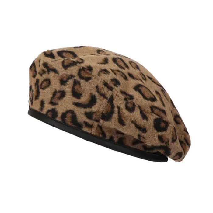 Leopard Print Beret Hat - Y2K Fashion Accessory for Coquette and Grunge Aesthetic Outfits