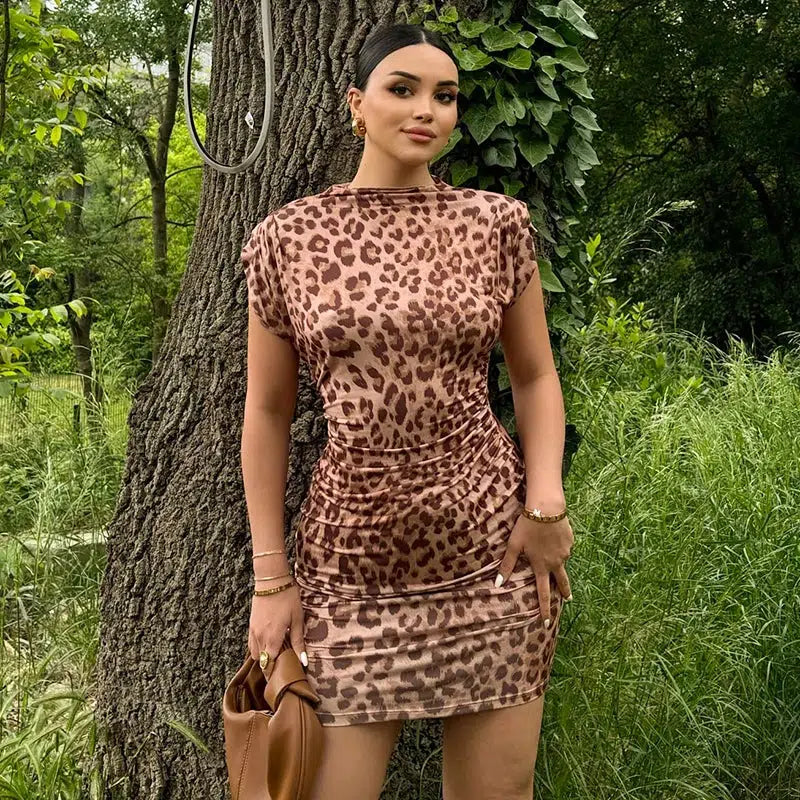 Leopard Print Bodycon Mini Dress - Y2K Fashion Statement for Trendy Outfits