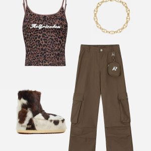 Leopard Print Cami Top - Y2K Aesthetic Cute Crop Top for Coquette and Grunge Styles