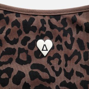 Leopard Print Cami Top - Y2K Aesthetic Cute Crop Top for Coquette and Grunge Styles