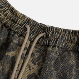 Leopard Print Drawstring Cargo Shorts for Y2K Aesthetic Outfits and Comfy Summer Style