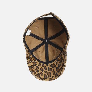 Leopard Print Fringe Washed Cap - Y2K Aesthetic Accessory for Trendy Outfits