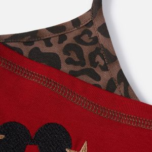 Leopard Print Patchwork Cami Top - Y2K Aesthetic Cute Crop Top for Trendy Outfits