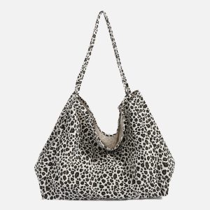 Leopard Print Tote Bag - Y2K Aesthetic Chic for Stylish Outfits and Everyday Use