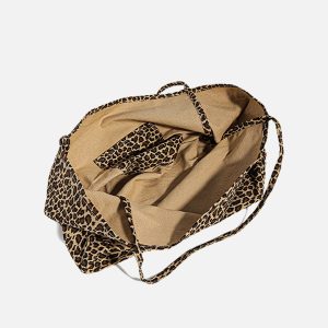 Leopard Print Tote Bag - Y2K Aesthetic Chic for Stylish Outfits and Everyday Use