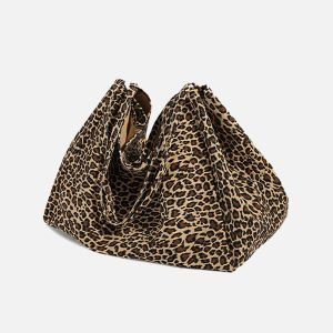 Leopard Print Tote Bag - Y2K Aesthetic Chic for Stylish Outfits and Everyday Use