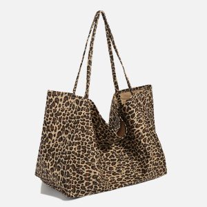 Leopard Print Tote Bag - Y2K Aesthetic Chic for Stylish Outfits and Everyday Use