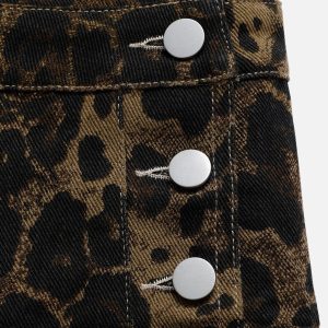 Leopard Print Y2K Aesthetic Overall Shorts for Trendy Coquette and Grunge Outfits