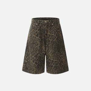 Leopard Print Y2K Cargo Shorts for Trendy Coquette and Grunge Aesthetic Outfits