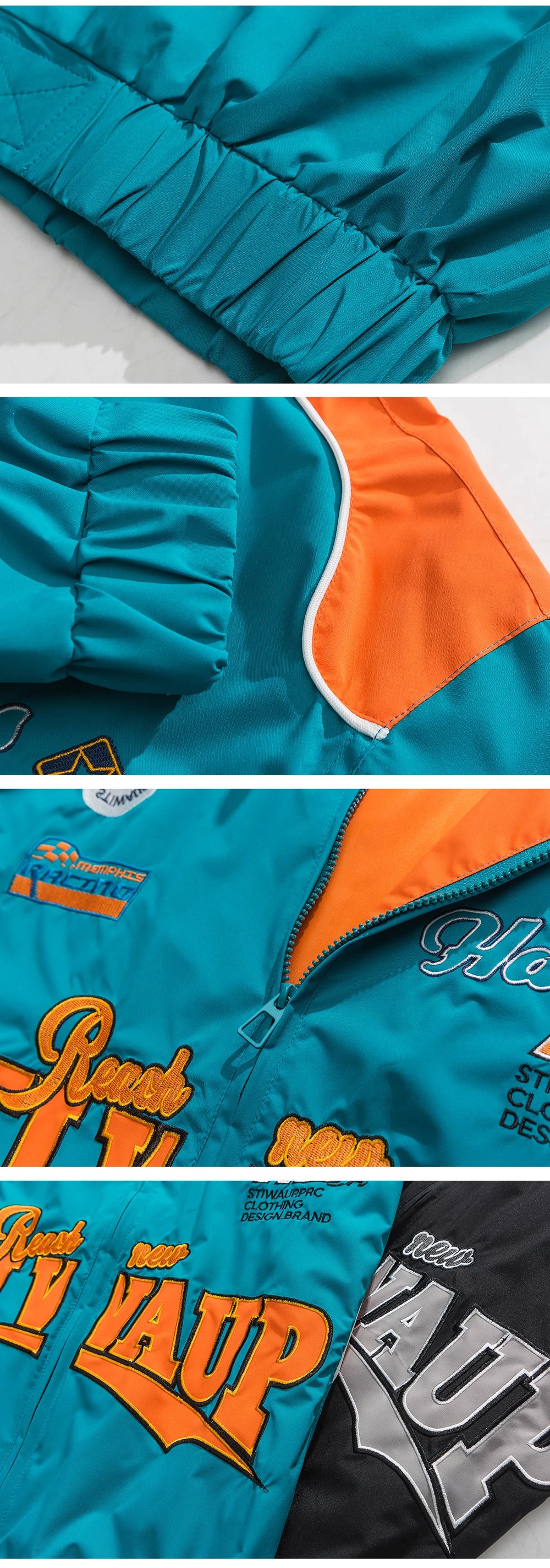 Letter-Embroidered Y2K Racing Windbreaker Jacket for Trendy Aesthetic Outfits