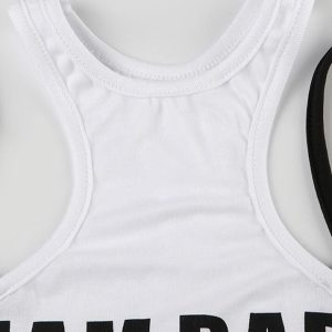 Letter Printed Y2K Aesthetic Fake Two Piece Cami Tank Top for Trendy Outfits