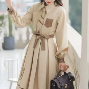 Light Academia Aesthetic Midi Dress - Elegant Vintage Style for Timeless Fashion