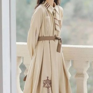 Light Academia Aesthetic Midi Dress - Elegant Vintage Style for Timeless Fashion