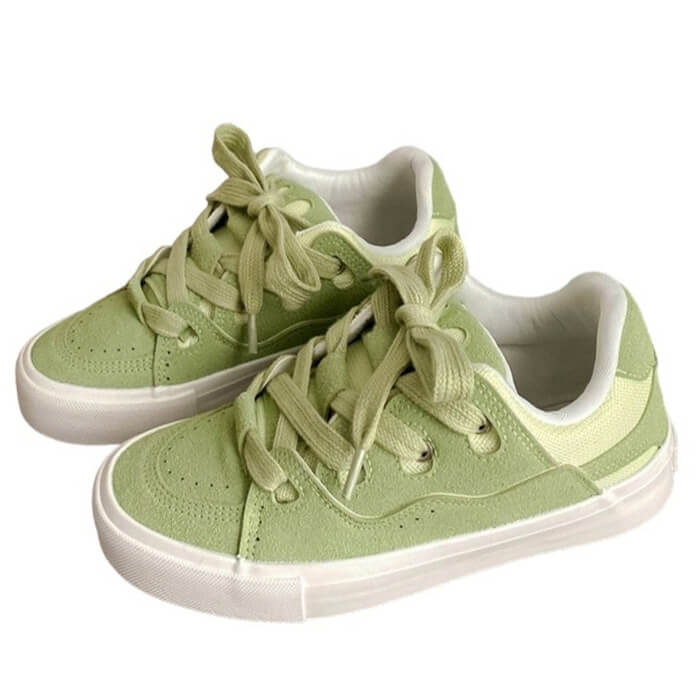 Light Green Y2K Skater Sneakers for Trendy Aesthetic Outfits and Comfy Street Style