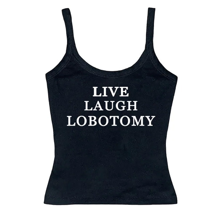 Live Laugh Y2K Aesthetic Skinny Tank - Cute Crop Top for Coquette and Grunge Styles