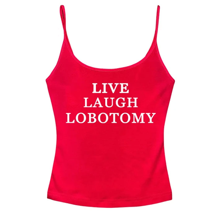 Live Laugh Y2K Aesthetic Skinny Tank - Cute Crop Top for Coquette and Grunge Styles