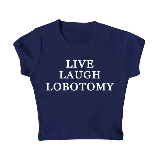 Live Laugh Y2K Baby Tee - Cute Graphic Top for Coquette and Grunge Aesthetic Lovers