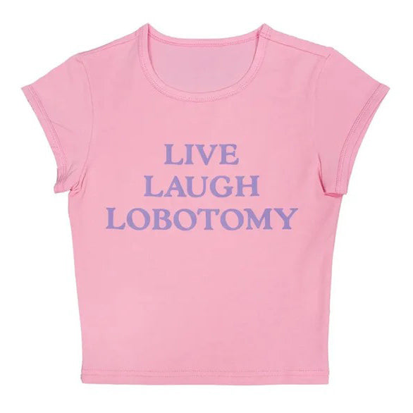 Live Laugh Y2K Baby Tee - Cute Graphic Top for Coquette and Grunge Aesthetic Lovers