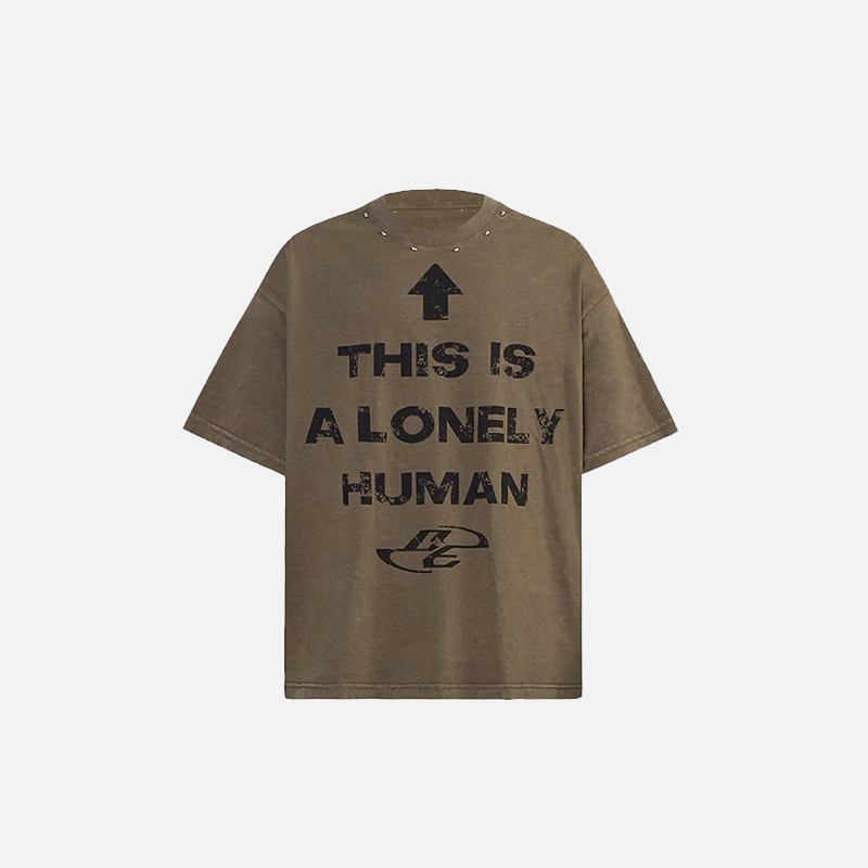 Lonely Human Y2K Graphic Tee - Aesthetic Grunge Style for Trendy Outfits